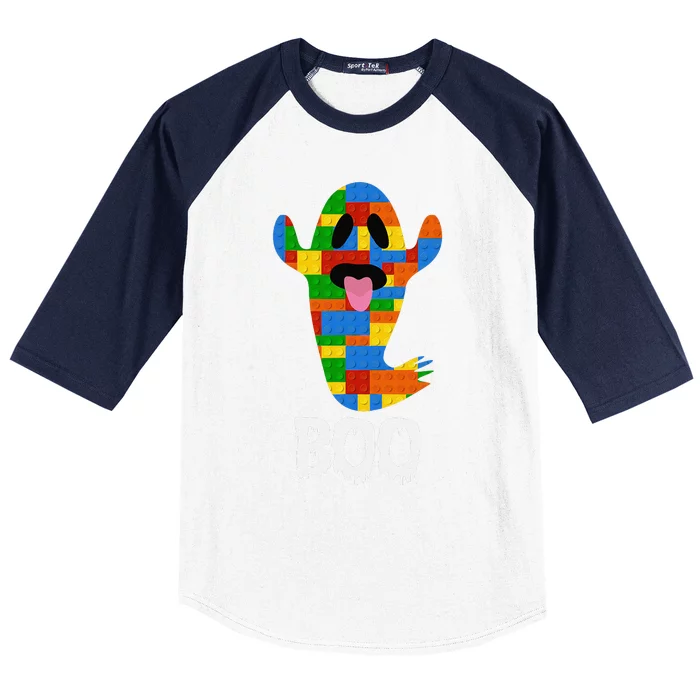 Building Blocks Ghost Boo Master Builder Halloween Baseball Sleeve Shirt