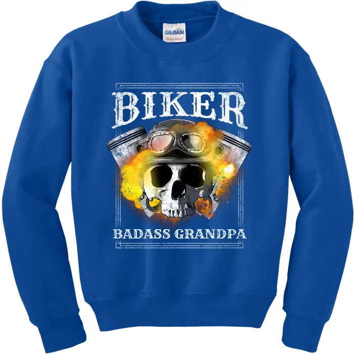 Biker Badass Grandpa Motorcycle Cool Gift Kids Sweatshirt