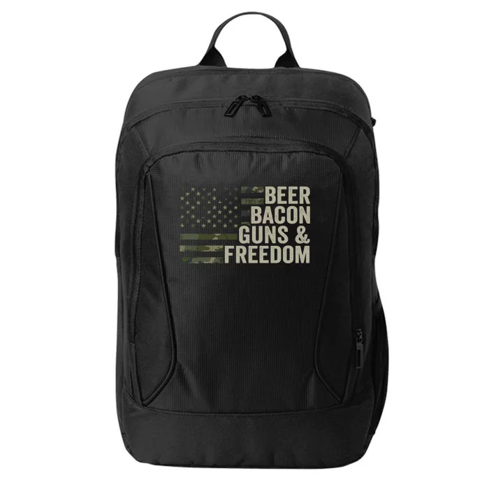 Beer Bacon Guns And Freedom Funny Bbq Ing Gun Camo Cute Gift City Backpack