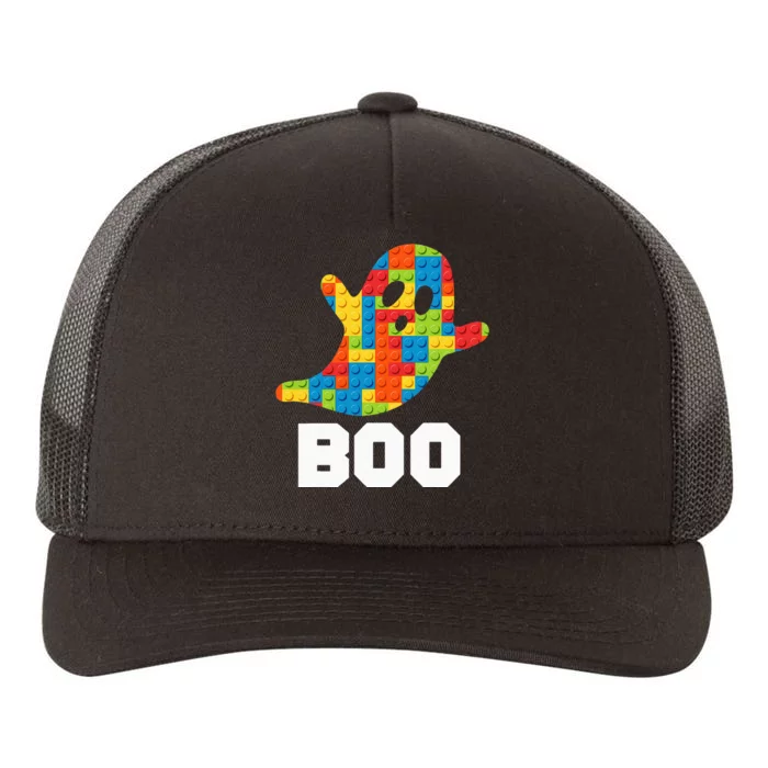 Building Blocks Ghost Boo Master Builder Halloween Costume Yupoong Adult 5-Panel Trucker Hat