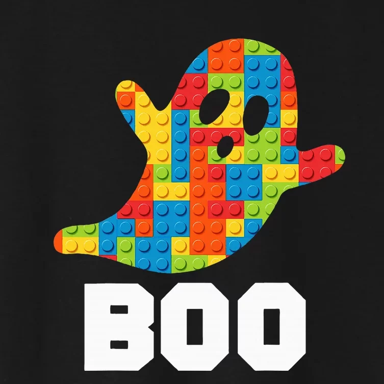 Building Blocks Ghost Boo Master Builder Halloween Costume Women's Crop Top Tee