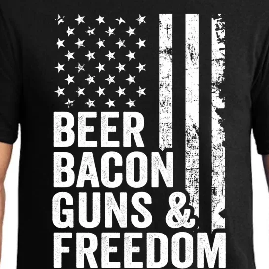 Beer Bacon Guns And Freedom / Usa Bbq American Flag Ing Funny Gift Pajama Set