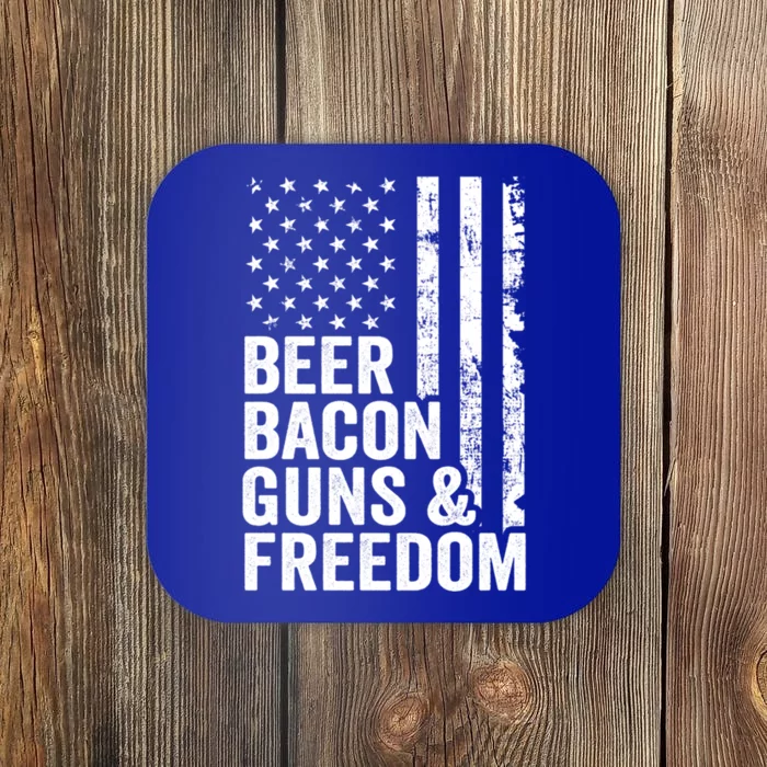 Beer Bacon Guns And Freedom / Usa Bbq American Flag Ing Funny Gift Coaster