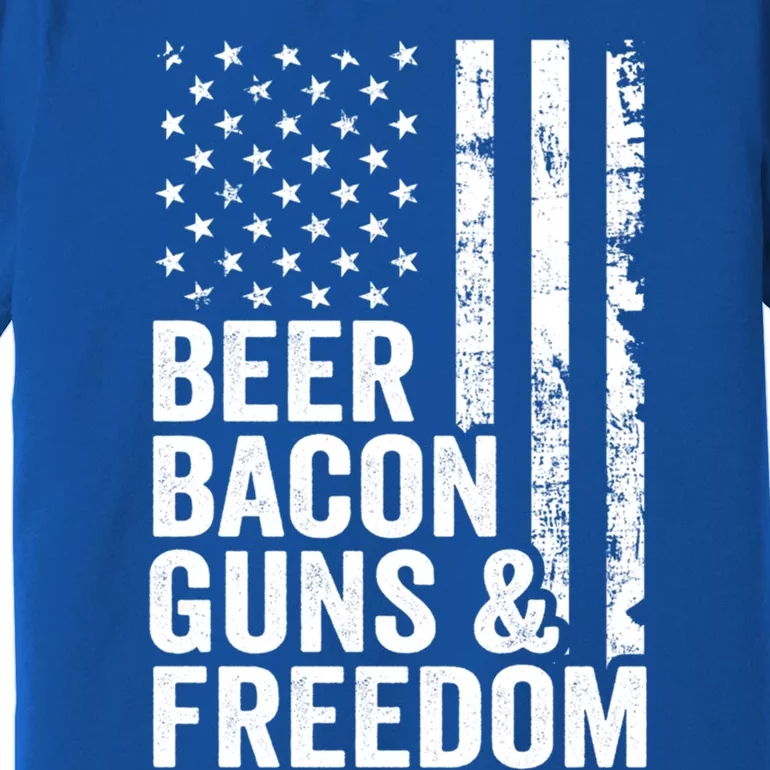 Beer Bacon Guns And Freedom / Usa Bbq American Flag Ing Funny Gift Premium T-Shirt