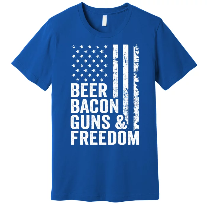 Beer Bacon Guns And Freedom / Usa Bbq American Flag Ing Funny Gift Premium T-Shirt