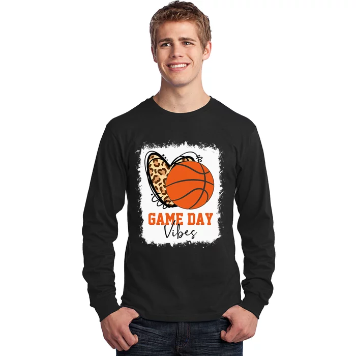 Bleached Basketball Game Day Vibes Basketball Mom Game Day Long Sleeve Shirt