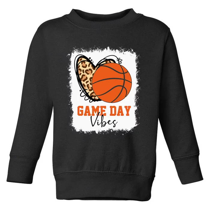 Bleached Basketball Game Day Vibes Basketball Mom Game Day Toddler Sweatshirt