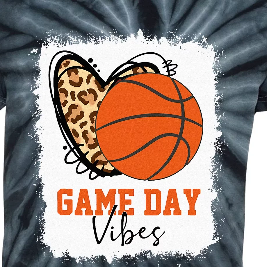 Bleached Basketball Game Day Vibes Basketball Mom Game Day Kids Tie-Dye T-Shirt