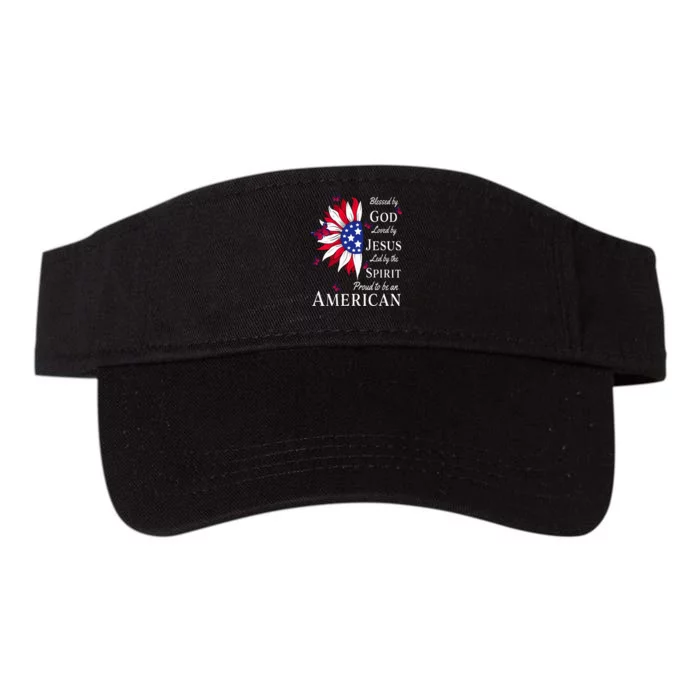 Blessed By God Loved By Jesus Proud American Sunflower Valucap Bio-Washed Visor