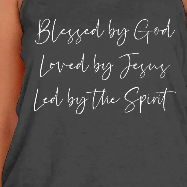 Blessed By God Loved By Jesus Led By The Holy Spirit Women's Knotted Racerback Tank