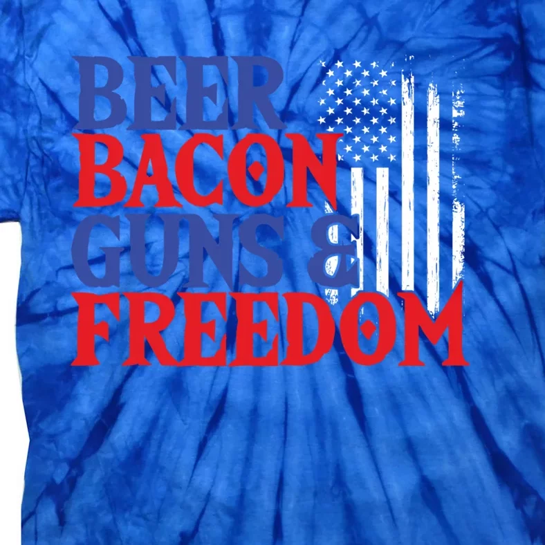 Beer Bacon Gun Freedom American Flag Usa Country Gift Tie-Dye T-Shirt