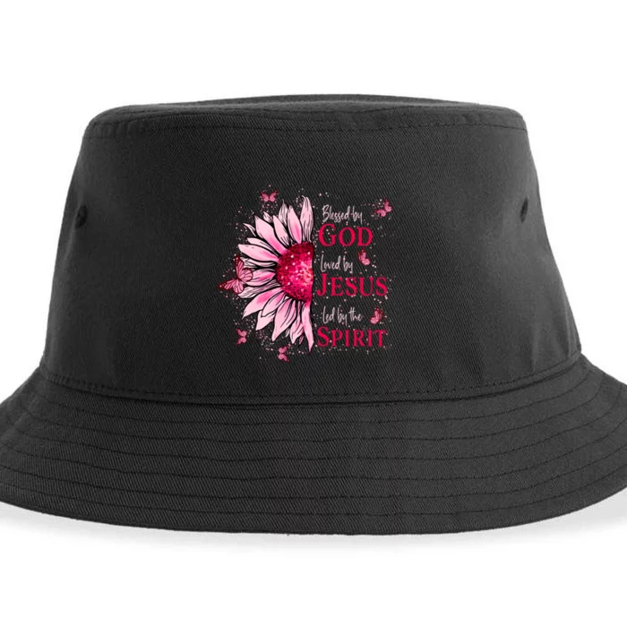 Blessed By God Loved By Jesus Sustainable Bucket Hat