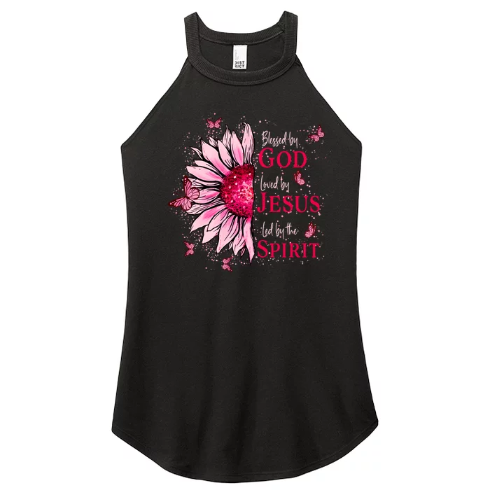 Blessed By God Loved By Jesus Women’s Perfect Tri Rocker Tank