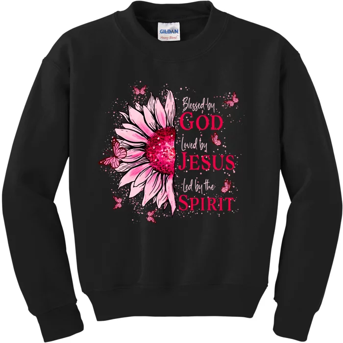 Blessed By God Loved By Jesus Kids Sweatshirt