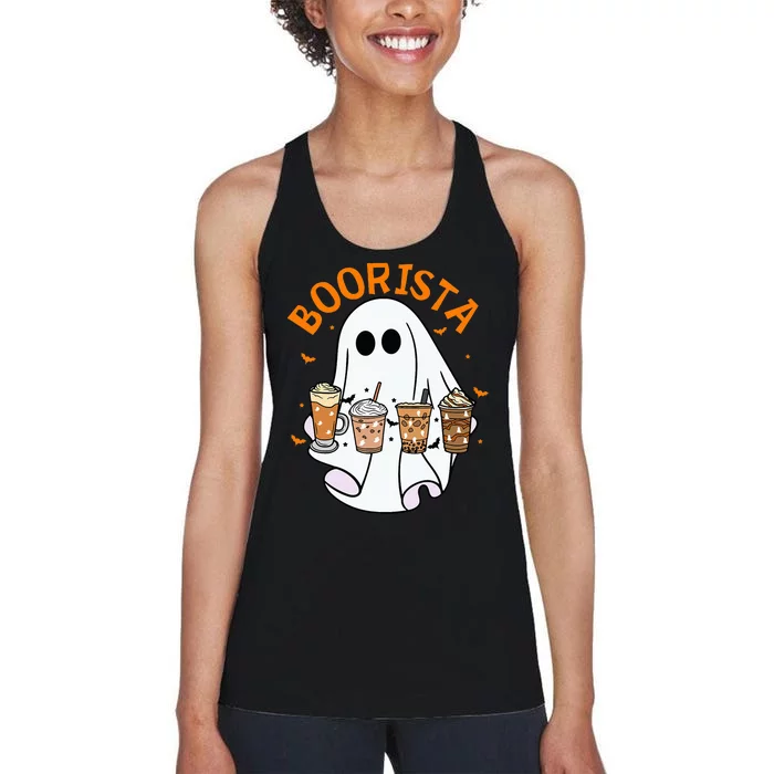 Boorista Barista Ghost Coffee Halloween Spooky Season Women's Racerback Tank