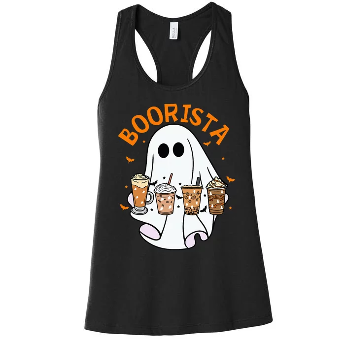 Boorista Barista Ghost Coffee Halloween Spooky Season Women's Racerback Tank