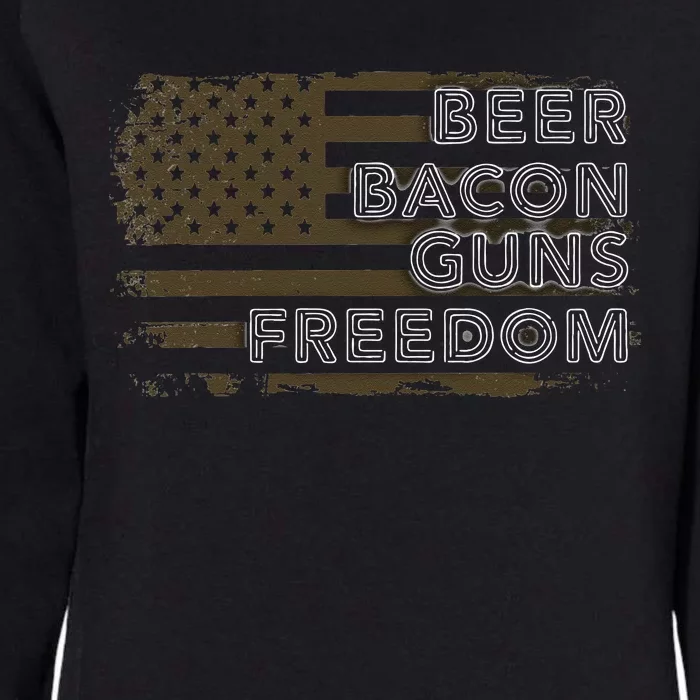 Beer Bacon Guns Freedom US American Flag Patriotic Gun Lover Womens California Wash Sweatshirt