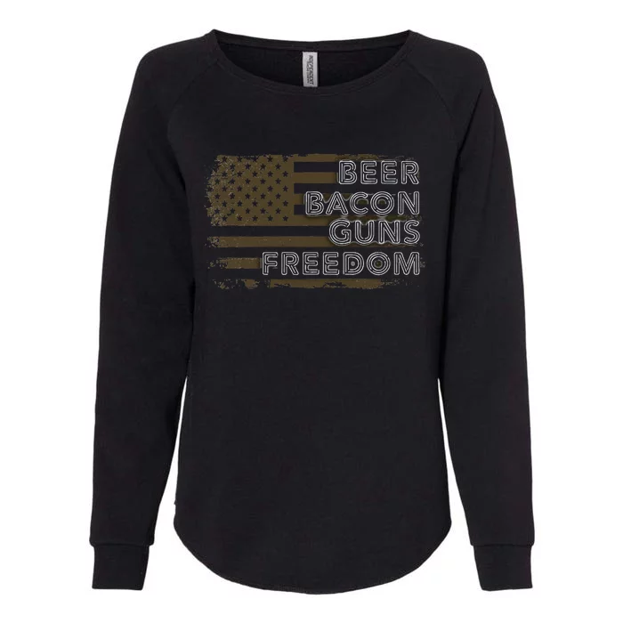 Beer Bacon Guns Freedom US American Flag Patriotic Gun Lover Womens California Wash Sweatshirt