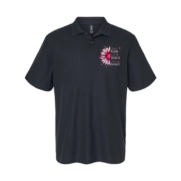 Blessed By God Loved By Jesus Pink Sunflower Softstyle Adult Sport Polo