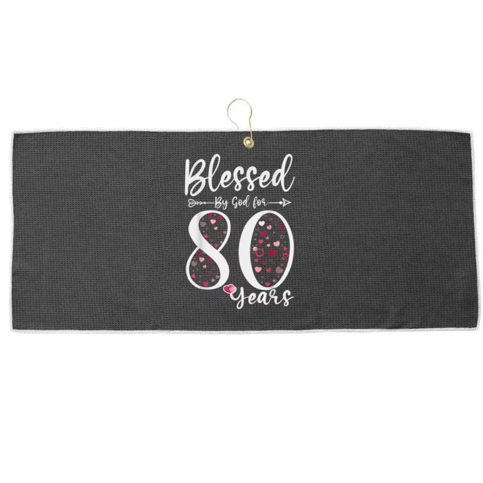 Blessed by God For 80 Years Old 80th Birthday Gift For Wom.e.n Large Microfiber Waffle Golf Towel