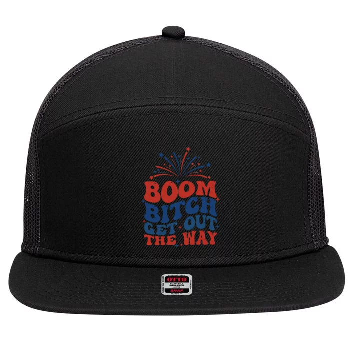 Boom Bitch Get Out The Way 7 Panel Mesh Trucker Snapback Hat