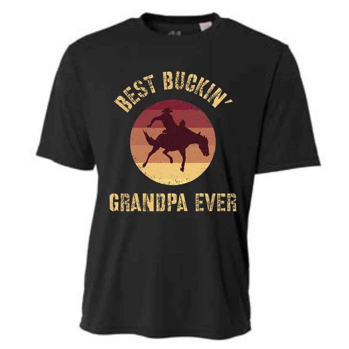 Best Buckin Grandpa Ever Western Rodeo Cowboy Bucking Horse Cooling Performance Crew T-Shirt