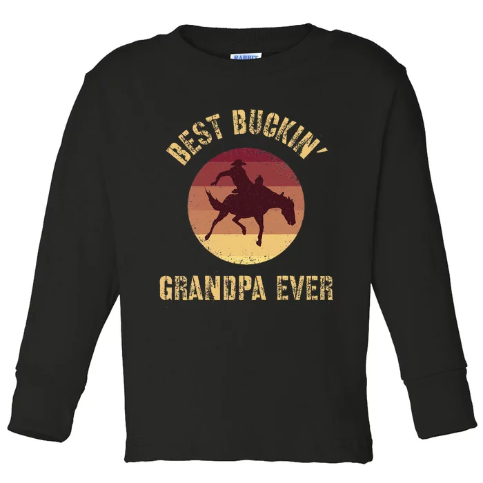 Best Buckin Grandpa Ever Western Rodeo Cowboy Bucking Horse Toddler Long Sleeve Shirt