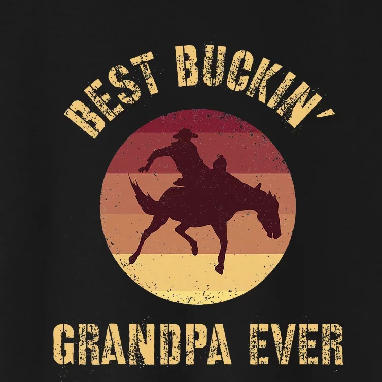 Best Buckin Grandpa Ever Western Rodeo Cowboy Bucking Horse Women's Crop Top Tee