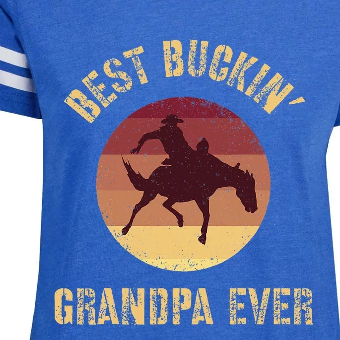 Best Buckin Grandpa Ever Western Rodeo Cowboy Bucking Horse Enza Ladies Jersey Football T-Shirt