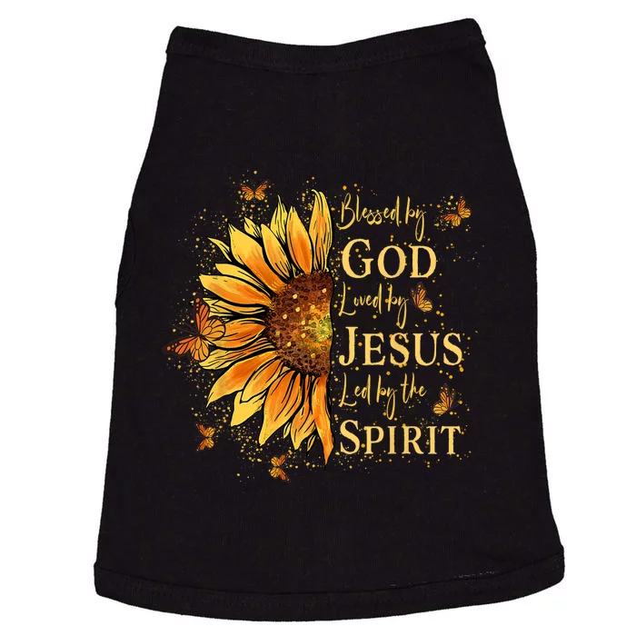 Blessed By God Loved By Jesus Sunflower Doggie Tank