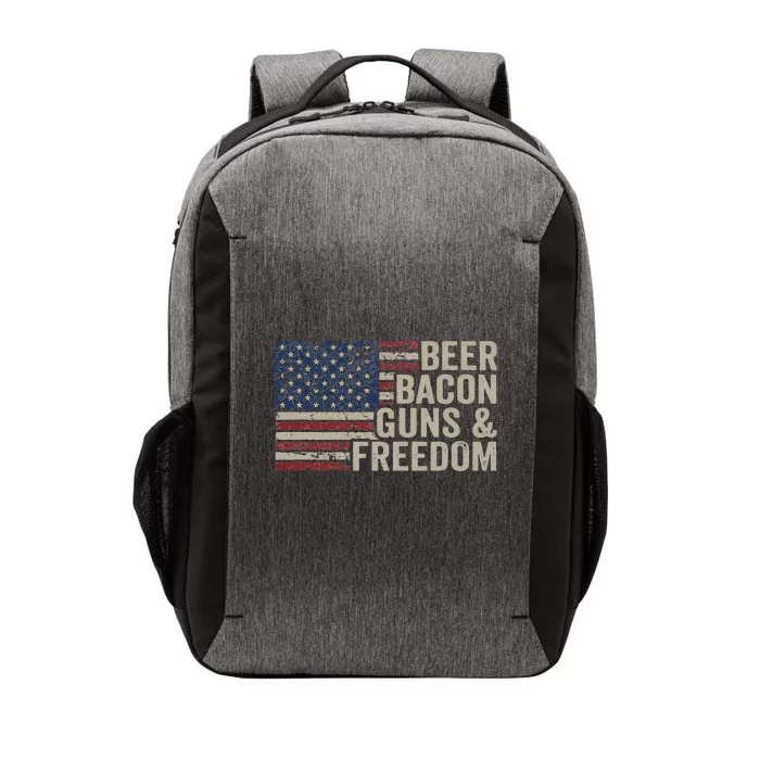 BEER BACON GUNS & FREEDOM BBQ Vintage USA Flag Drinking Vector Backpack