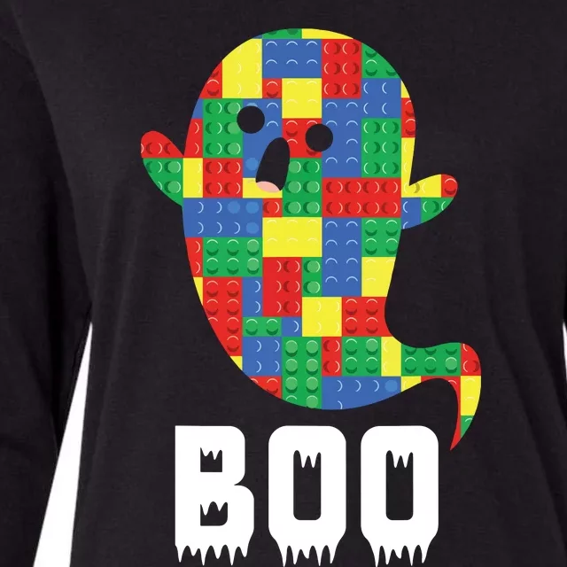 Building Blocks Ghost Boo Master Builder Halloween Tees Boy Womens Cotton Relaxed Long Sleeve T-Shirt