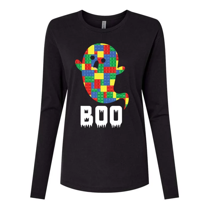 Building Blocks Ghost Boo Master Builder Halloween Tees Boy Womens Cotton Relaxed Long Sleeve T-Shirt