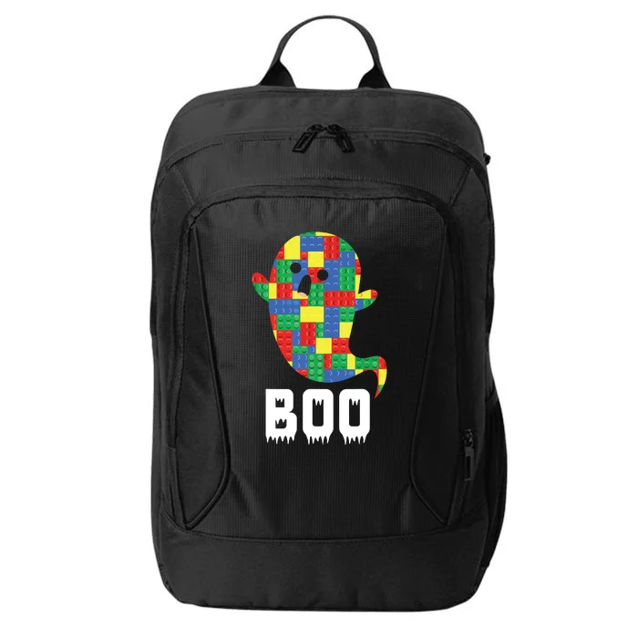 Building Blocks Ghost Boo Master Builder Halloween Tees Boy City Backpack