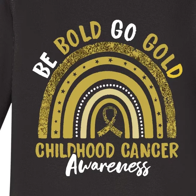 Be Bold Go Gold Childhood Cancer Awareness Rainbow Ribbon Baby Long Sleeve Bodysuit