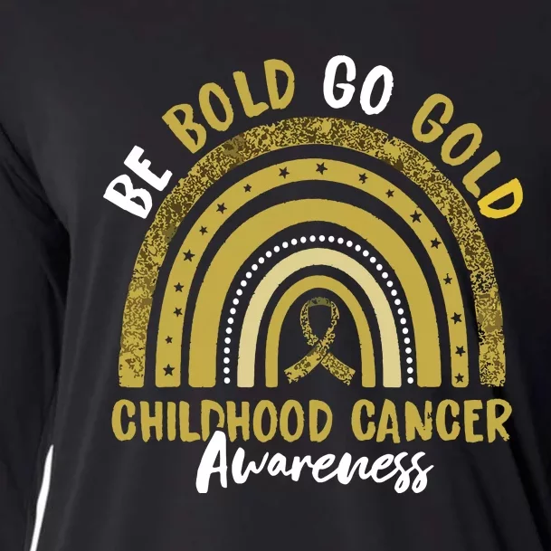 Be Bold Go Gold Childhood Cancer Awareness Rainbow Ribbon Cooling Performance Long Sleeve Crew