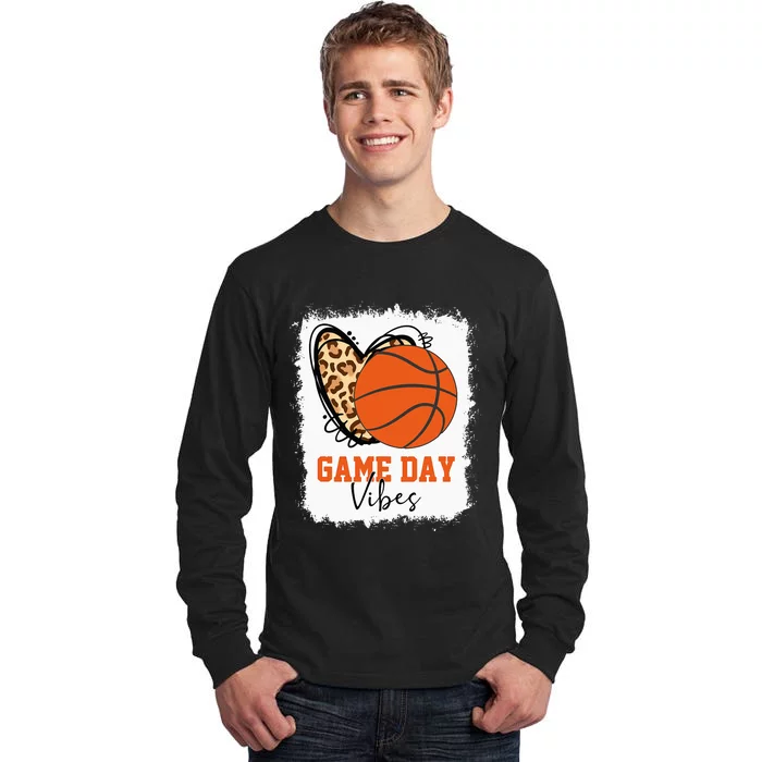 Bleached Basketball Game Day Vibes Basketball Mom Game Day Tall Long Sleeve T-Shirt