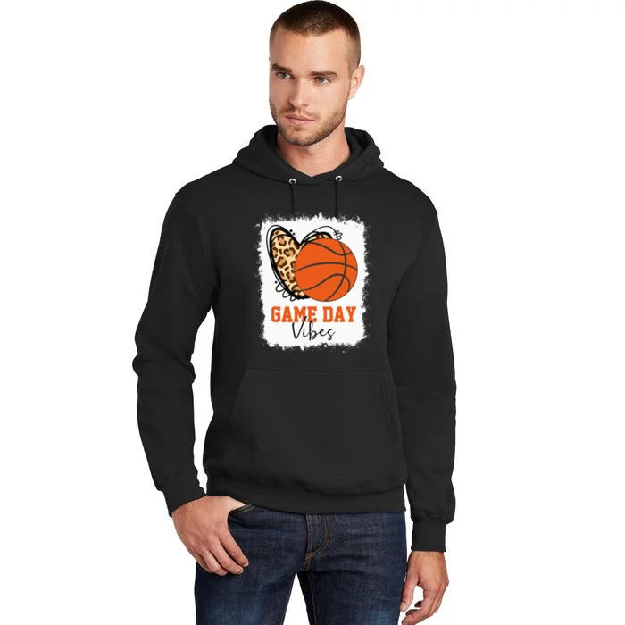 Bleached Basketball Game Day Vibes Basketball Mom Game Day Tall Hoodie