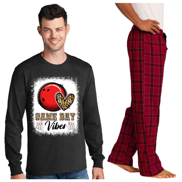 Bleached Bowling Game Day Vibes Bowling Mom Game Day Season Gift Long Sleeve Pajama Set