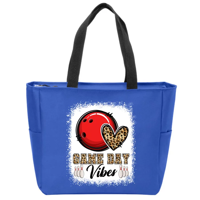 Bleached Bowling Game Day Vibes Bowling Mom Game Day Season Gift Zip Tote Bag