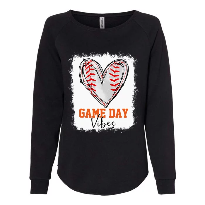 Bleached Baseball Game Day Vibes Baseball Mom Game Day Womens California Wash Sweatshirt