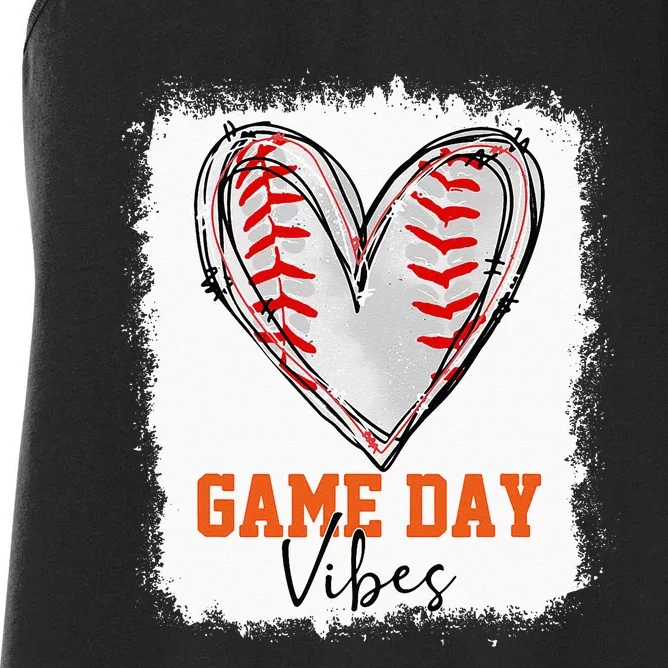 Bleached Baseball Game Day Vibes Baseball Mom Game Day Women's Racerback Tank