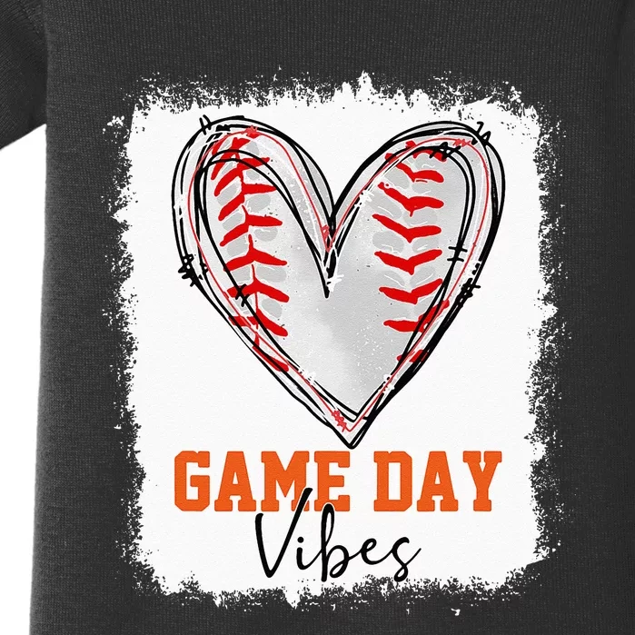 Bleached Baseball Game Day Vibes Baseball Mom Game Day Baby Bodysuit