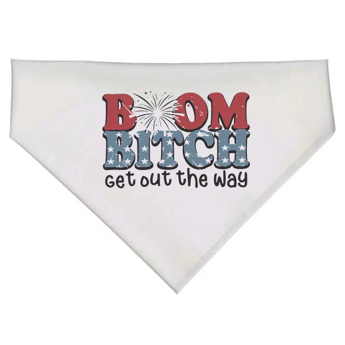 Boom Bitch Get Out The Way Fireworks Funny USA-Made Doggie Bandana