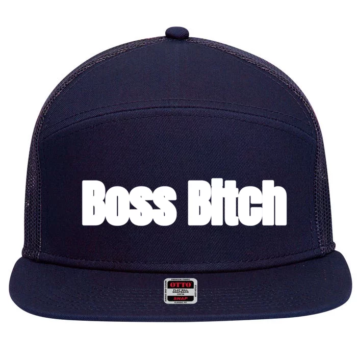 Boss Bitch Gift 7 Panel Mesh Trucker Snapback Hat