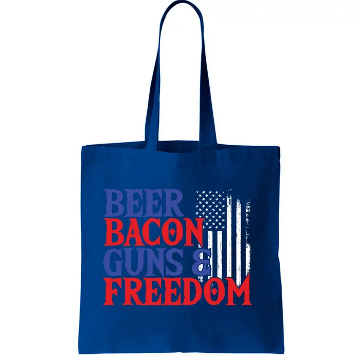 Beer Bacon Gun Freedom American Flag Usa Country Gift Tote Bag