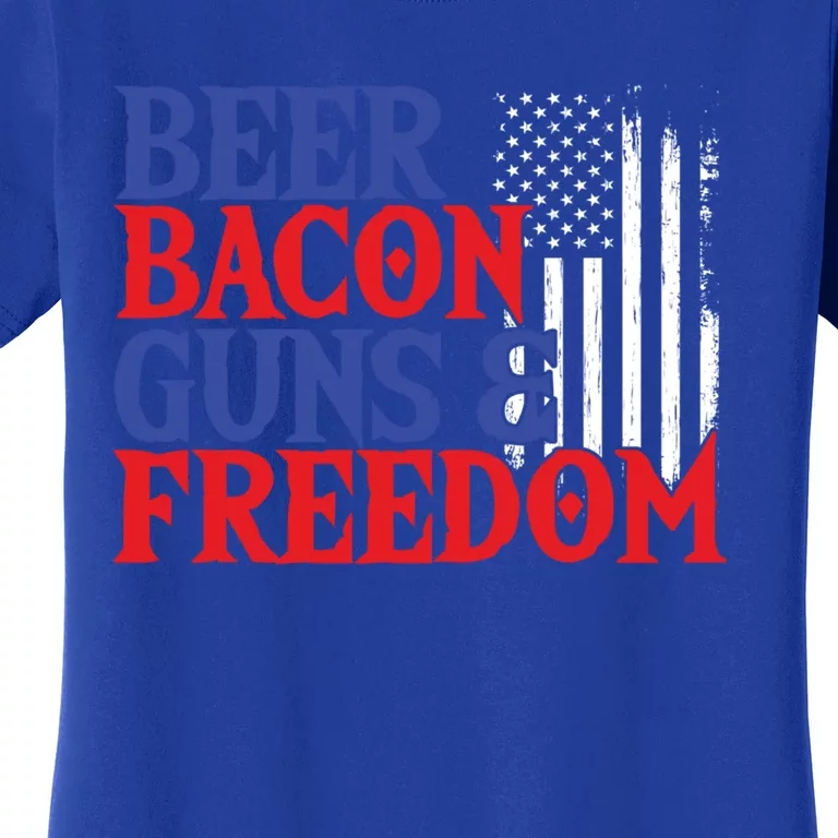 Beer Bacon Gun Freedom American Flag Usa Country Gift Women's T-Shirt