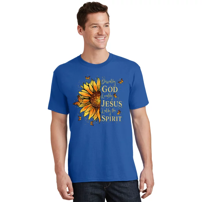 Blessed By God Loved By Jesus Sunflower T-Shirt