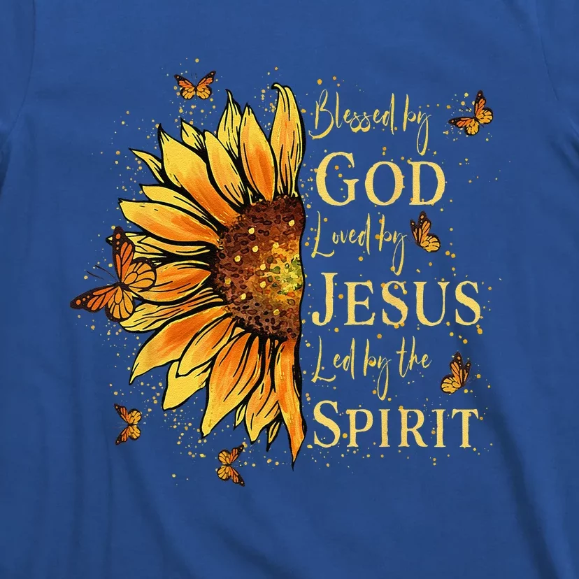 Blessed By God Loved By Jesus Sunflower T-Shirt