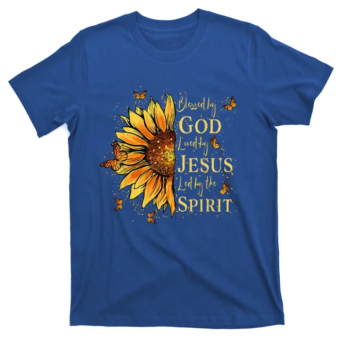 Blessed By God Loved By Jesus Sunflower T-Shirt